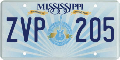 MS license plate ZVP205