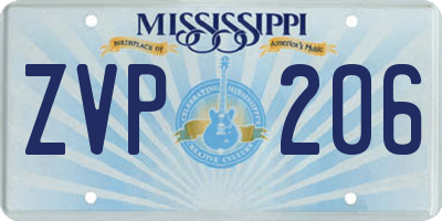 MS license plate ZVP206