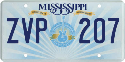 MS license plate ZVP207
