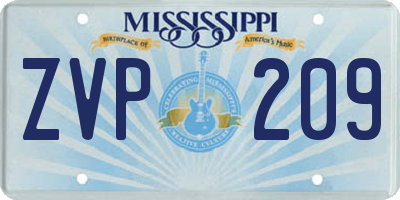 MS license plate ZVP209