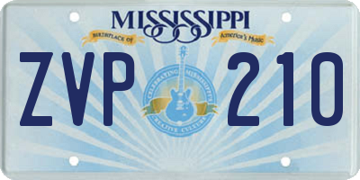 MS license plate ZVP210