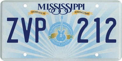 MS license plate ZVP212