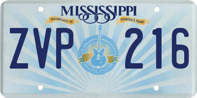 MS license plate ZVP216