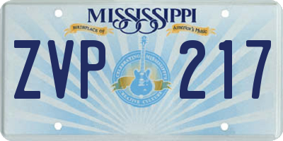MS license plate ZVP217
