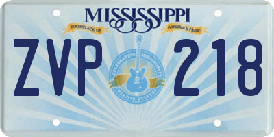 MS license plate ZVP218