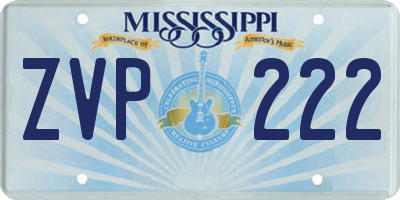 MS license plate ZVP222