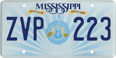 MS license plate ZVP223