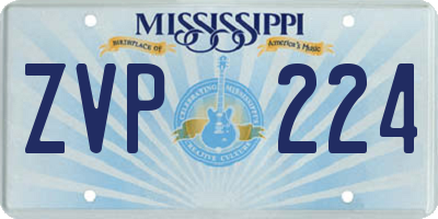 MS license plate ZVP224