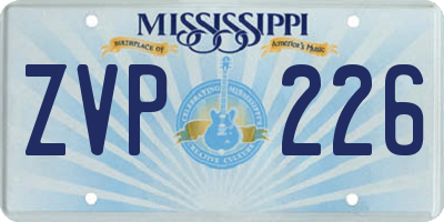 MS license plate ZVP226