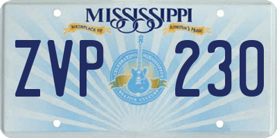 MS license plate ZVP230