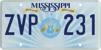 MS license plate ZVP231
