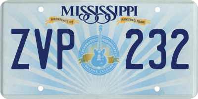 MS license plate ZVP232