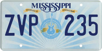 MS license plate ZVP235