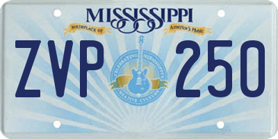 MS license plate ZVP250