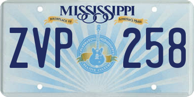 MS license plate ZVP258