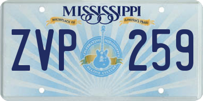 MS license plate ZVP259