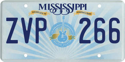 MS license plate ZVP266