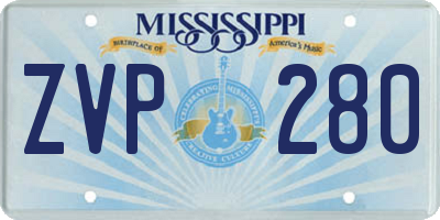 MS license plate ZVP280