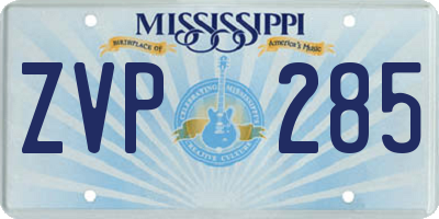 MS license plate ZVP285