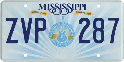 MS license plate ZVP287