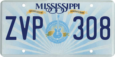 MS license plate ZVP308