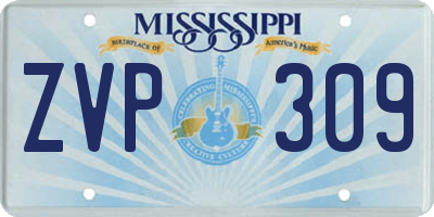 MS license plate ZVP309