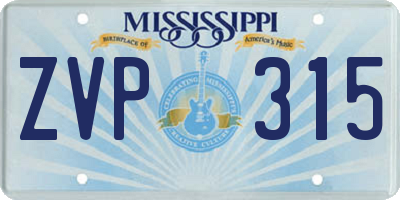 MS license plate ZVP315