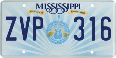 MS license plate ZVP316