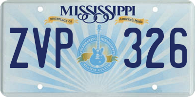 MS license plate ZVP326
