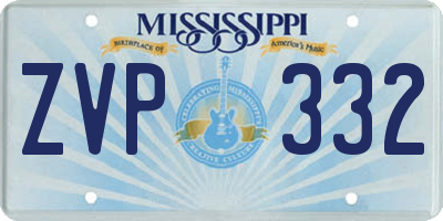 MS license plate ZVP332