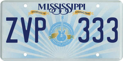 MS license plate ZVP333