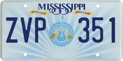 MS license plate ZVP351