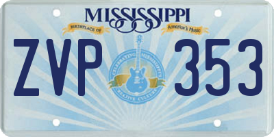 MS license plate ZVP353