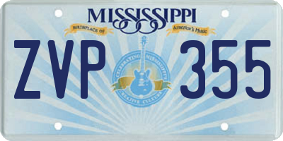 MS license plate ZVP355