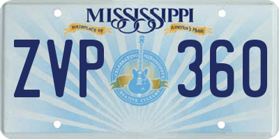 MS license plate ZVP360