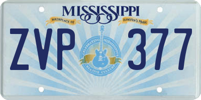 MS license plate ZVP377