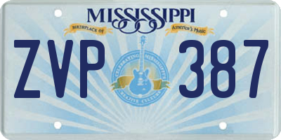 MS license plate ZVP387