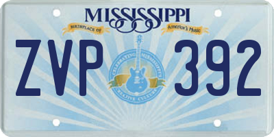 MS license plate ZVP392