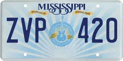 MS license plate ZVP420