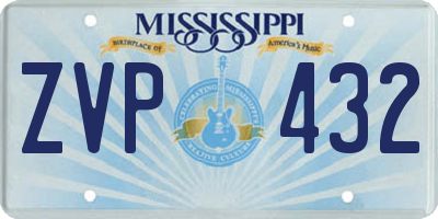 MS license plate ZVP432