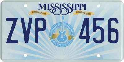 MS license plate ZVP456