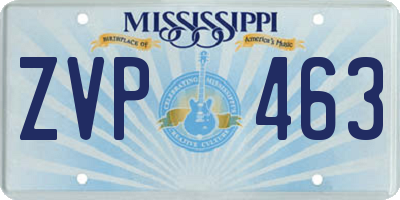 MS license plate ZVP463