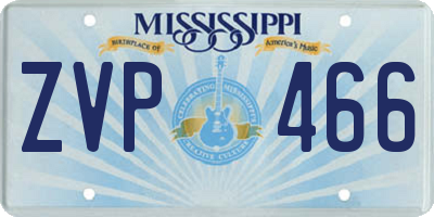 MS license plate ZVP466