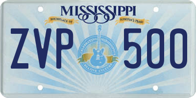 MS license plate ZVP500
