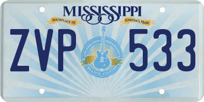 MS license plate ZVP533