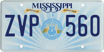 MS license plate ZVP560