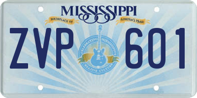 MS license plate ZVP601