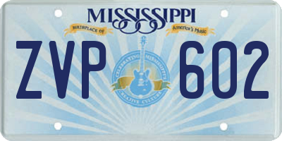 MS license plate ZVP602