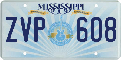 MS license plate ZVP608