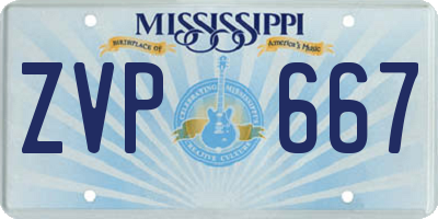 MS license plate ZVP667